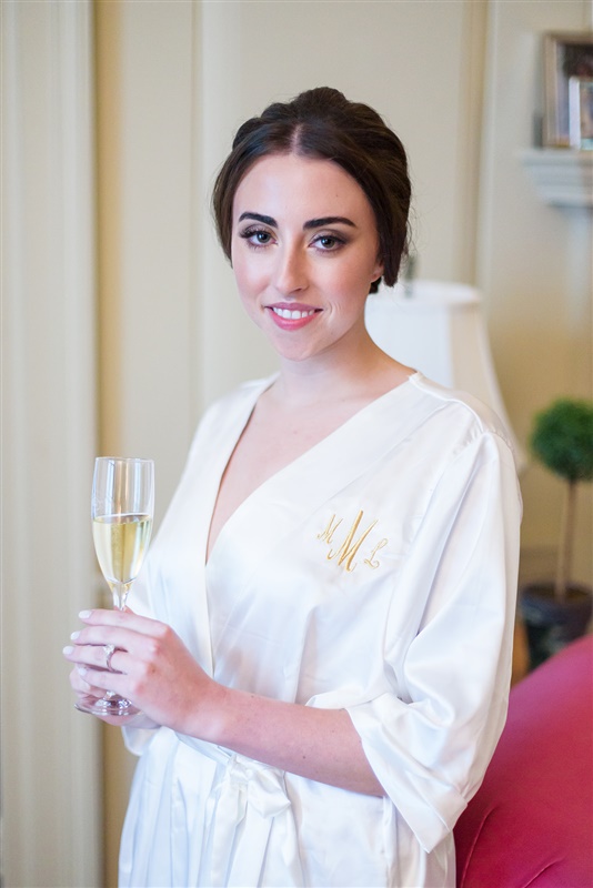 Bride in her Lake Forest home on her wedding day