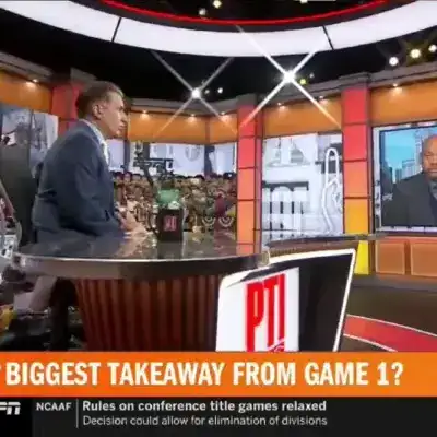 ESPNs Mike Wilbon on-set for his show "Pardon The Interruption"