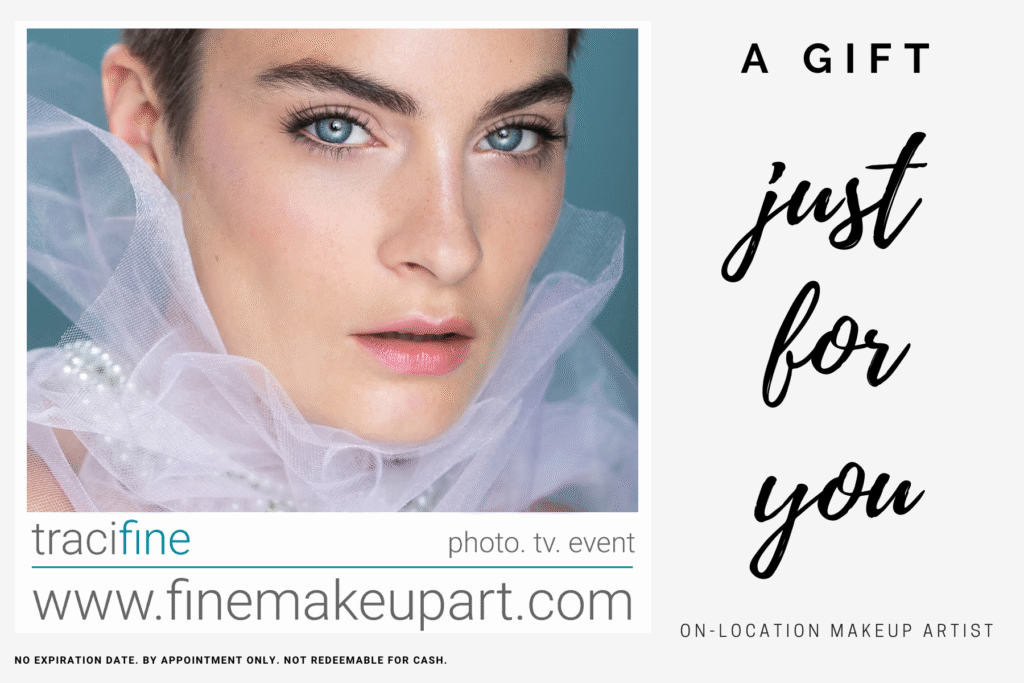 makeup gift certificate featuring a model wearing natural makeup