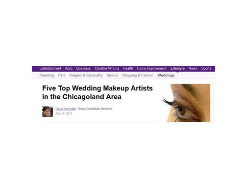 online Yahoo article featuring the top 5 wedding makeup artists in the Chicagoland area